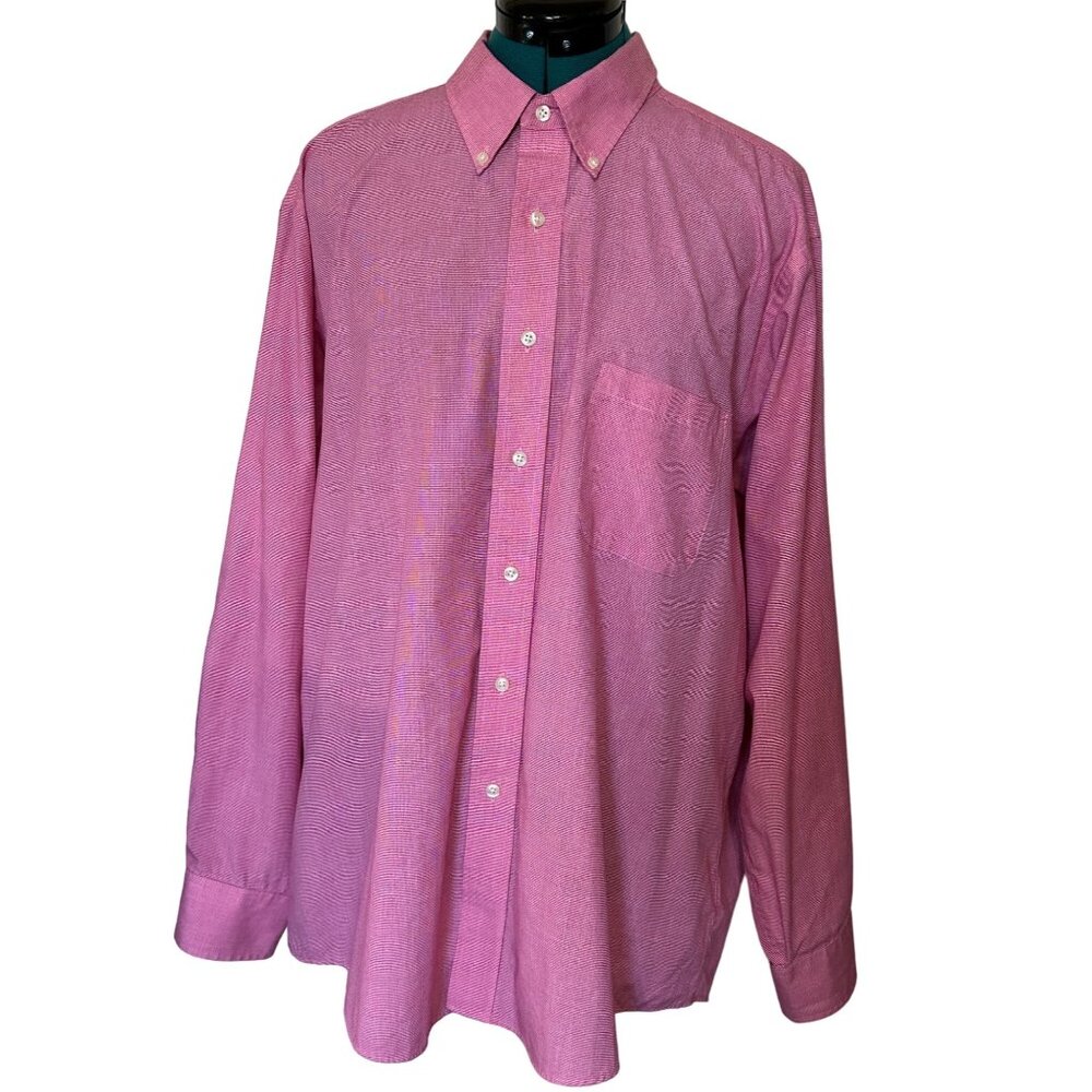 Men's Chaps Classic Fit Wrinkle Pink Button-Down Dress Shirt Cotton Blend Size X